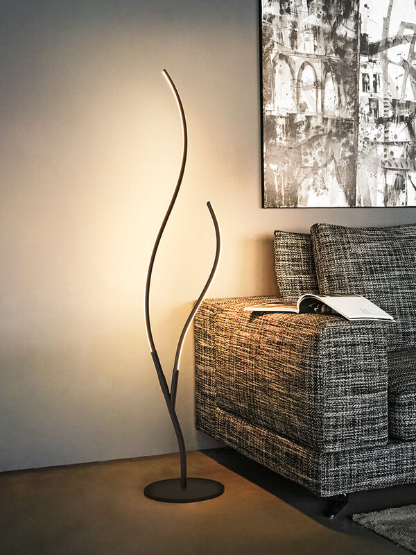 ออกแบบโมเดิร์น LED โคมไฟชั้นแนวตั้ง Nordic ห้องนั่งเล่นที่เรียบง่ายห้องนอน Study LED สีดำ/สีขาวอลูมิเน...