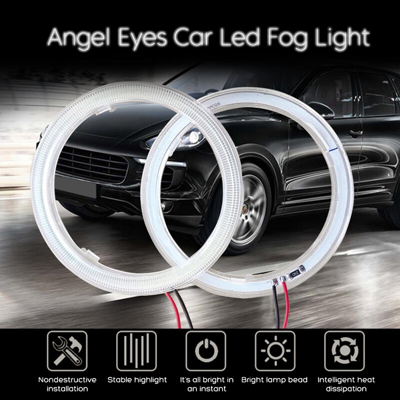 Super brilhante anéis de auréola cob led angel eyes farol 60mm 70mm 80mm 90mm 100mm 110mm 120mm carro motocicleta drl lâmpada