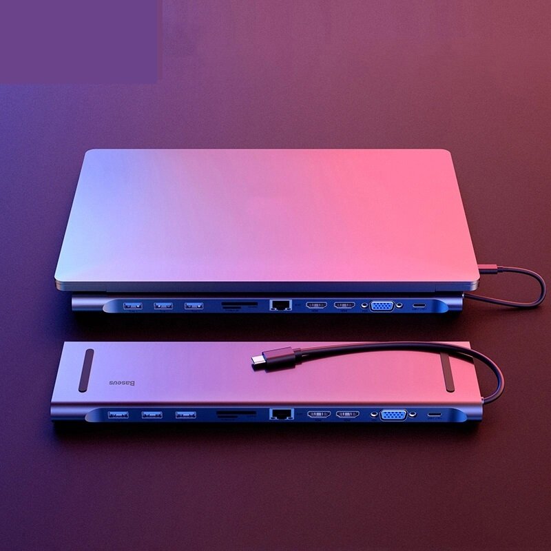 HUB USB Multi USB C HUB a VGA RJ45 HD USB Hub 3.0 per MacBook Pro tipo C HUB 11 porte Splitter USB accessori per PC portatili