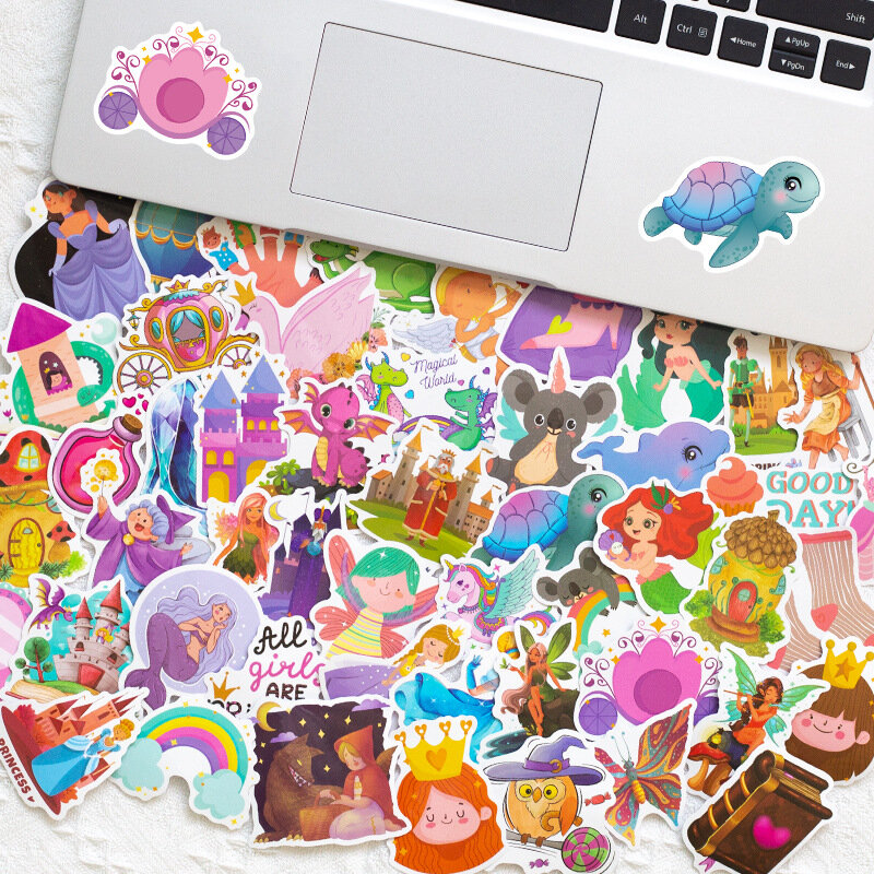 50 Stuks Mooie Prinses Spiegel Dier Meisje Stickers Koffer Laptop Auto Vrachtwagen Waterdichte Auto Sticker Meisjes Speelgoed
