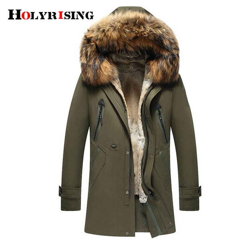 Forro de piel de mapache americano para hombre, abrigo de piel natural Haining-40 ℃, Parka larga, abrigo cortavientos de invierno, N195