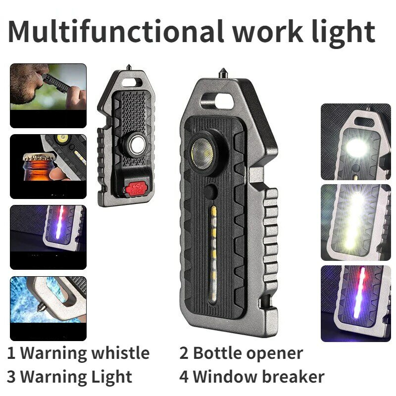USB C ricaricabile lampeggiante sicurezza novità illuminazione Mini portachiavi torcia elettrica avvertimento campeggio esterno escursionismo lanterna