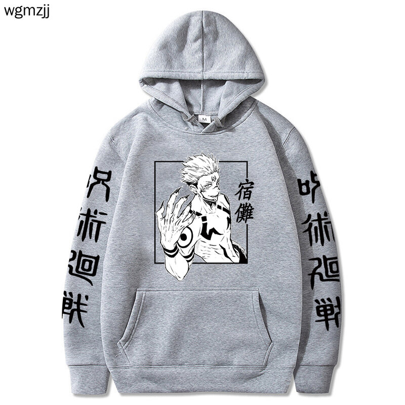 Jujutsu kaisen anime hoodies engraçado sukuna camisolas com capuz streetwear pulôver para mulher e homem