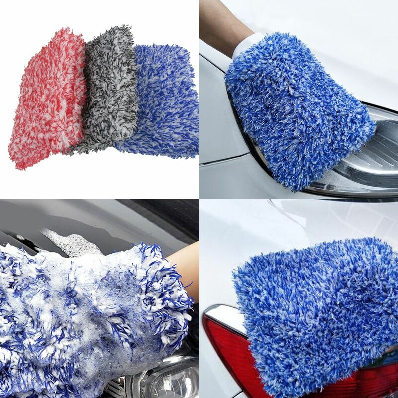 Guante de felpa de esponja para coche, paño de lavado automático de alta densidad, Ultra superabsorbente, toalla de limpieza de microfibra, 1 unidad