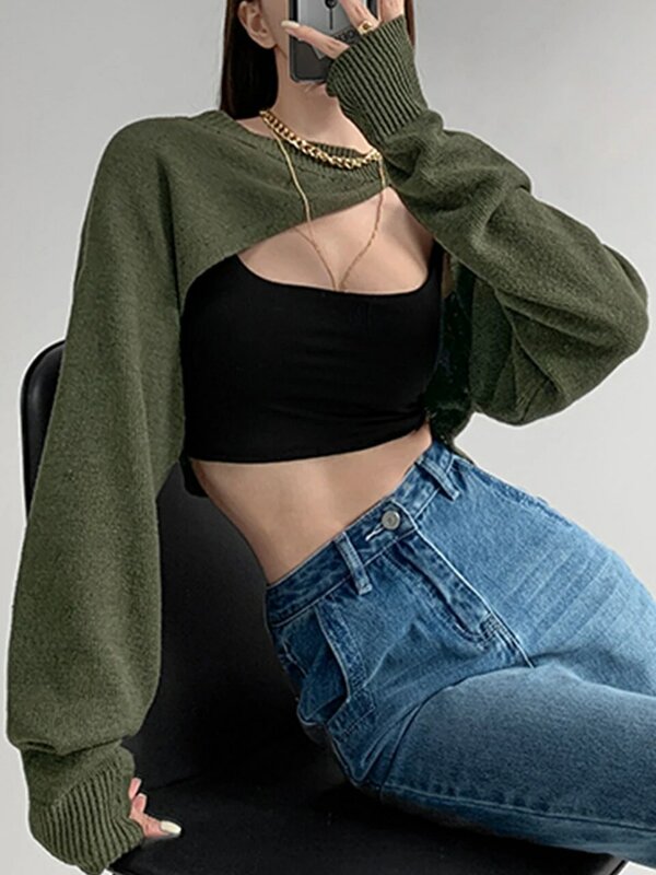 2022 moda sexy e elegante camisola corte irregular xale suéteres de manga longa das mulheres coréia estilo feminino streetwear y2k roupas