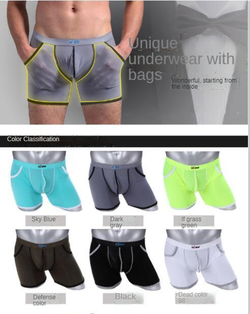 Heren Ondergoed Dun Ijs Zijde Anti-Diefstal Grote Pocket Mode Comfortabele Boxer Shorts Sport Shorts Activeren Sperma Verlengt sex