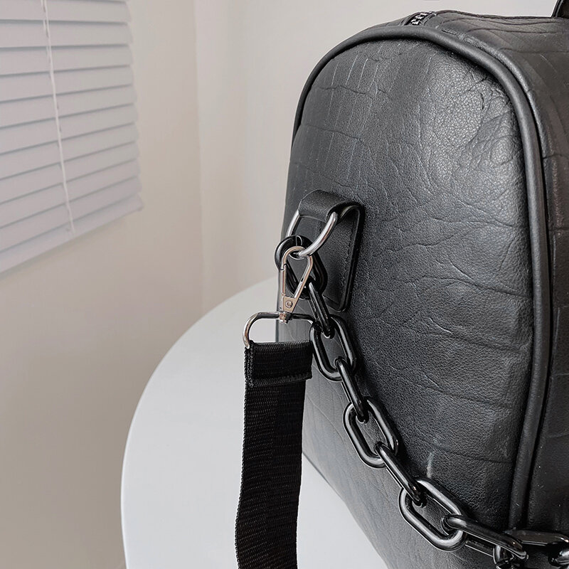 YILIAN-악어 프린트 대용량 다용도 패션 핸드백, 레저 프리미엄 가죽 원 숄더 피트니스 가방