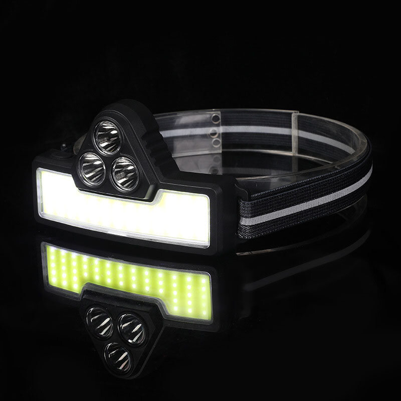 Налобный фонарь 3XPE + COB, светодиодные фонарики высокой мощности с USB-зарядкой, внешний фонарь для ночной езды, бега