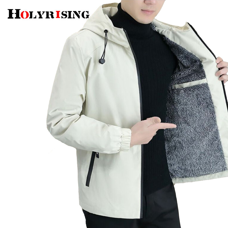 Holyrisng-معطف رجالي بقلنسوة واقٍ من الرياح ، سترة خارجية ، ملابس خارجية مضادة للرياح ، باركاس كلاسيكي ، شتاء ، خريف
