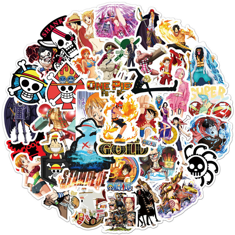 10/30/50PCS Cartoon One Piece Anime Stickers decalcomanie Kid Toy Laptop bagagli moto Car Skateboard Cool adesivo impermeabile