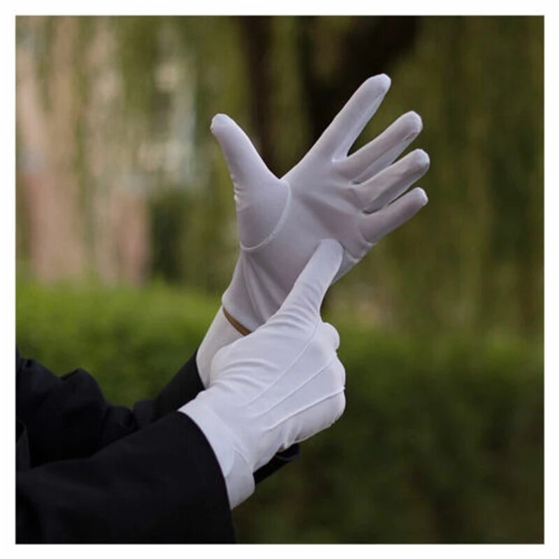 6 par/torba biała bawełniana inspekcja rękawice robocze kobiety mężczyźni rękawiczki do sprzątania moneta biżuteria lekkie rękawiczki porcja/kelnerzy/kierowcy