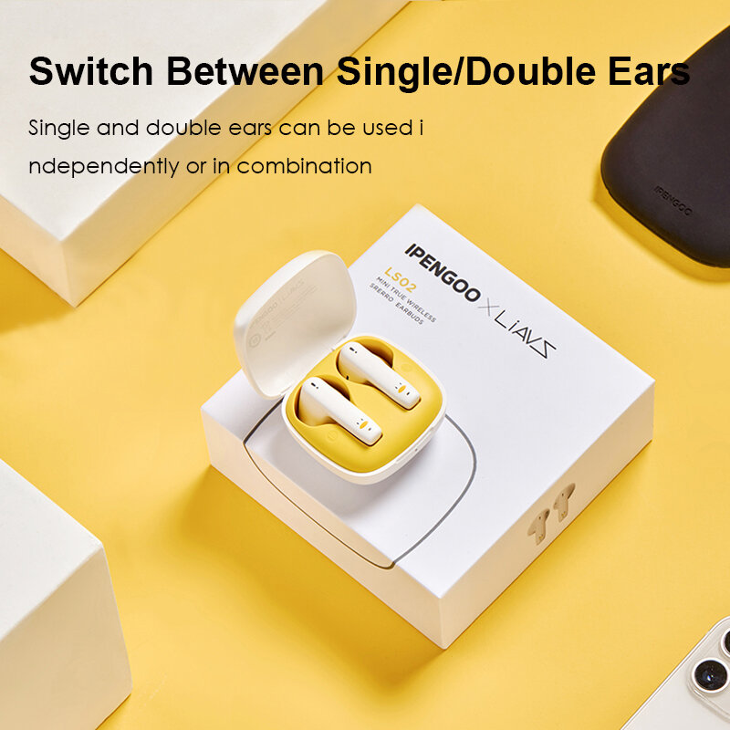 IPENGOO & LIAVS LS02 Stereo TWS True EarPhone Nirkabel Bluetooth Headset 17.5 Jam Siaga Headphone Olahraga Earbud Game dengan Mikrofon