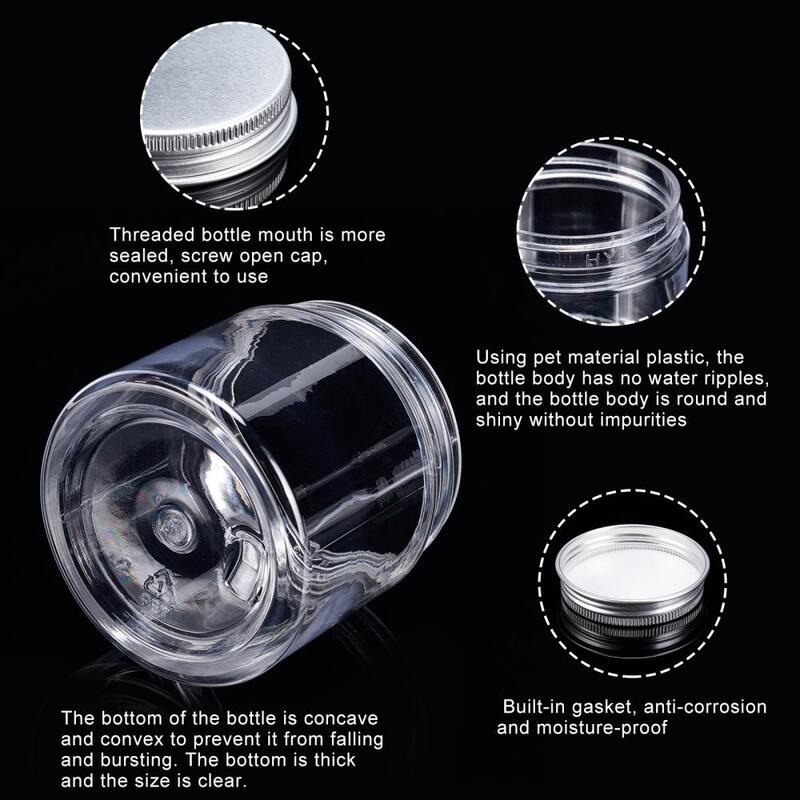 16Pcs Transparent Kunststoff Perle Behälter 30ml 60ml Gläser mit Aluminium Abdeckung für Schmuck Lagerung Verpackung Boxen