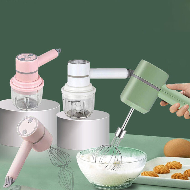Blender Makanan Listrik Mixer Mini 3 Kecepatan Nirkabel Mixer Genggam Pengocok Telur Mixer Adonan Kue Makanan Krim Otomatis