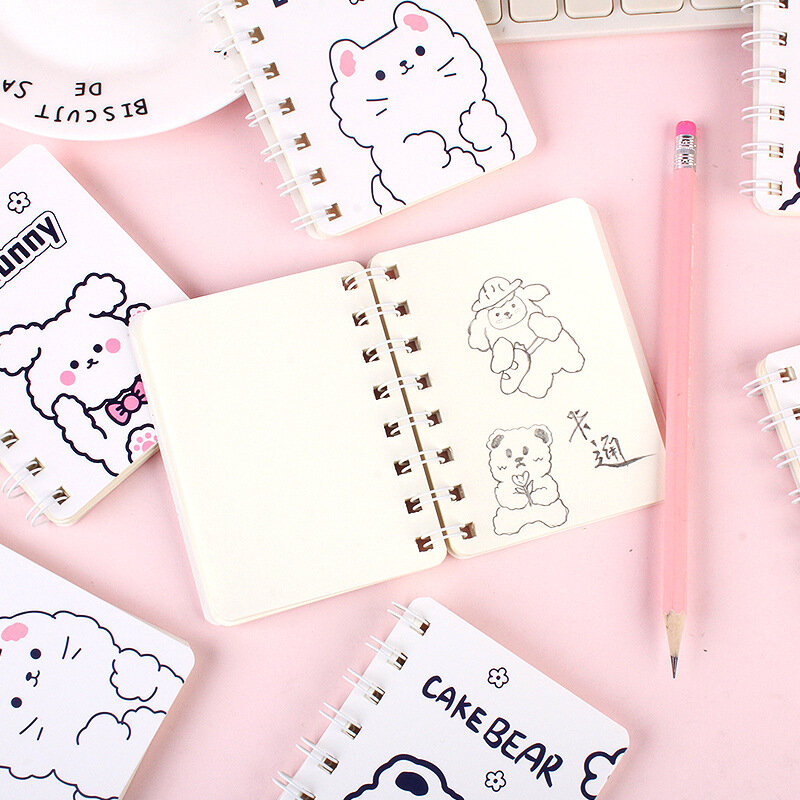 Bloc de notas de bobina en blanco creativo coreano, cuaderno de dibujos animados para estudiantes, libro pequeño, material escolar, papelería, Mini diario portátil Kawaii