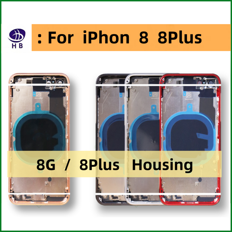 Housing For iPhone 8Plus 8 8P Back Cover Battery Glass Back Door Chassis Frame Premium Replacement +SIM Tray+Side Key CE/NoCE