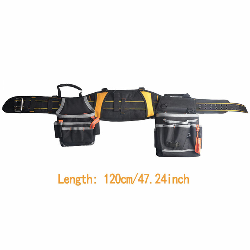 Bolsa de herramientas con tirantes para trabajo, soporte Lumbar ajustable, bolsa de herramientas multifunción para carpintero y electricista, 2 piezas