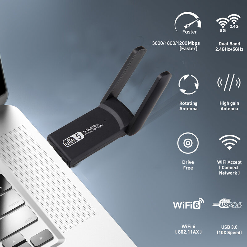 3000m Netzwerk karte Wifi 6 USB Wireless Adapter Dualband USB 3,0 LAN Ethernet Wifi Antenne Dongle für Laptop Desktop hohe Verstärkung