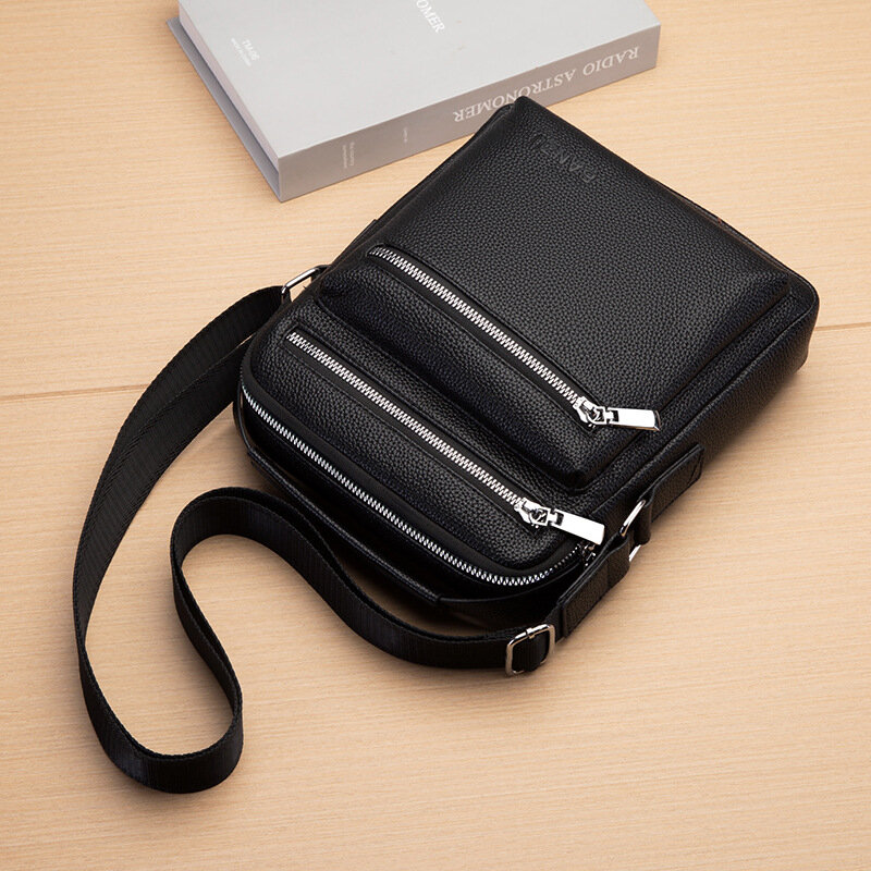 Men's Messenger Bag New Waterproof PU Leather Shoulder Bag 2022 Fashion Solid Color All-Match Crossbody Bags