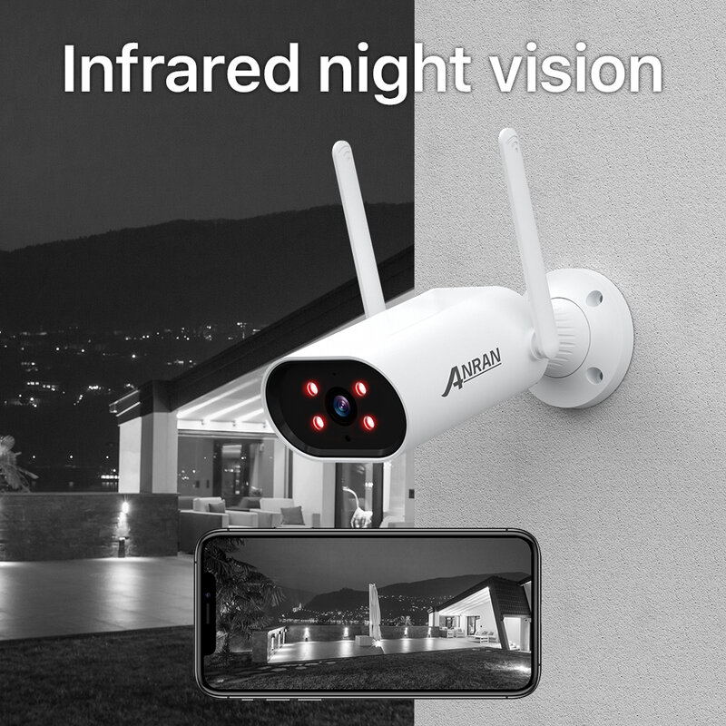 ANRAN Kit De Cámara Ip Wifi De Seguridad 3mp Audio 1tb Exterior ,Monitor de 13 pulgadas, cámara de seguridad NVR, impermeable, visión nocturna