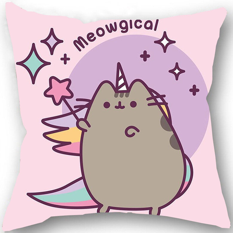 Kawaii-45 x 45cmの猫用枕カバー,かわいい猫の漫画,枕カバー,家の装飾,ソファ,車,ウエストクッション