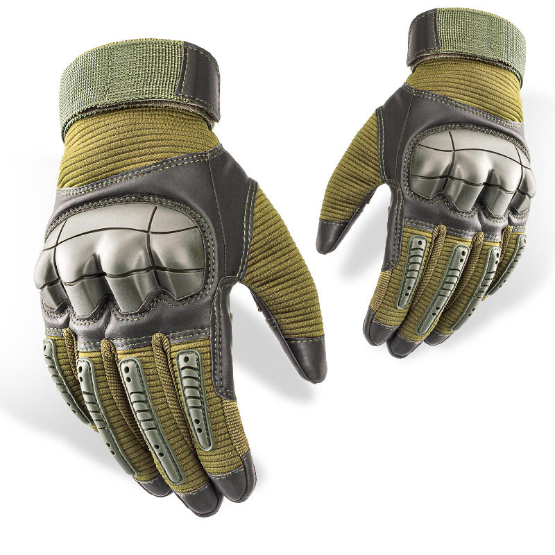 Unisex rękawice taktyczne wojskowy Paintball skórzany ekran dotykowy guma ochronna biegów odkryty kolarstwo sportowe pełne rękawiczki