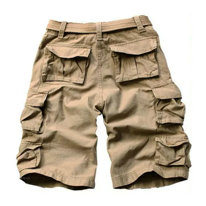 2020 verão moda militar carga shorts homens de alta qualidade algodão casual masculino shorts multi-bolso (cinto livre)
