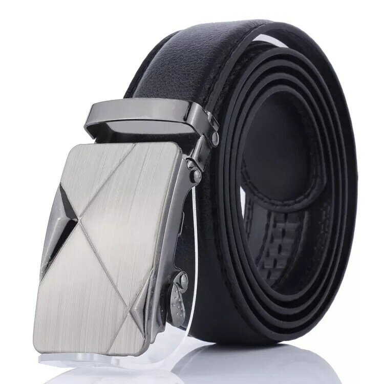 Cinturón de cuero genuino de lujo para hombre, hebilla automática de Metal, de alta calidad