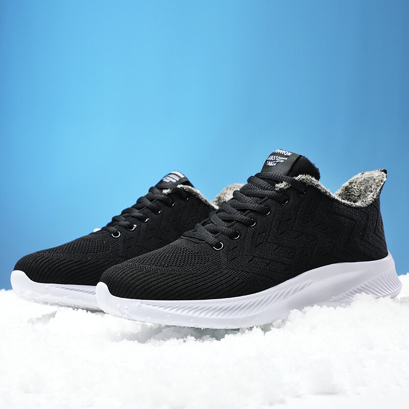 Winter Fashion Men Running Shoes Outdoor Plush Warm Lined Male Jogging Sneakers Comfort Lace-up Tenis Masculino Trend Anti-skid