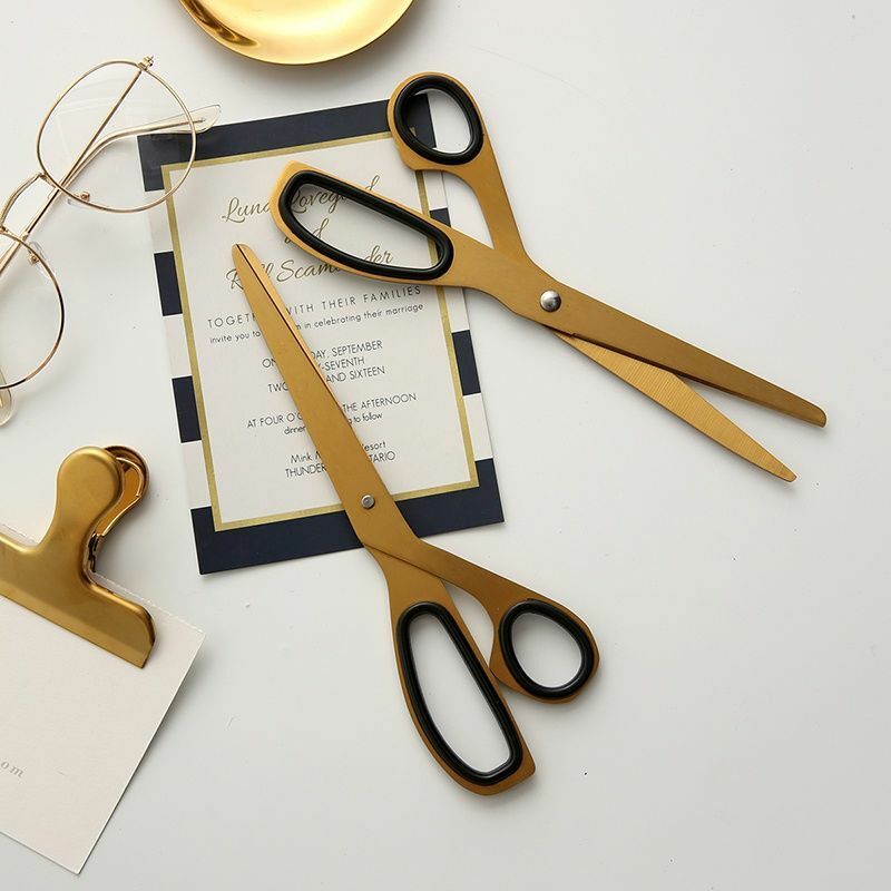 Tijeras asimétricas de latón simples, tijeras de corte de papel de oficina, tijera de papelería para álbum de recortes, herramientas de corte de manualidades