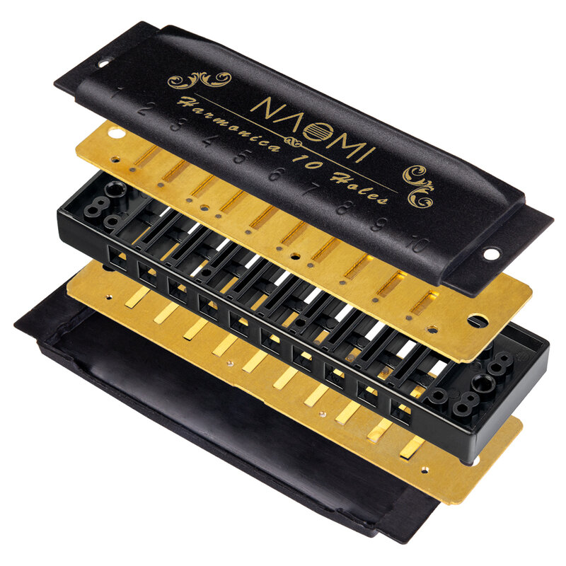 NAOMI – ensemble d'harmonica bleu diatonique, 10 trous, 20 tons, touche C, scène professionnelle, jeu d'herbe populaire