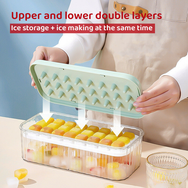 Nuovo stampo per ghiaccio In Silicone e scatola di immagazzinaggio 2 In 1 vassoio per cubetti di ghiaccio che fa Set di scatole per stampi Maker Bar accessori per la cucina utensili Home Hool