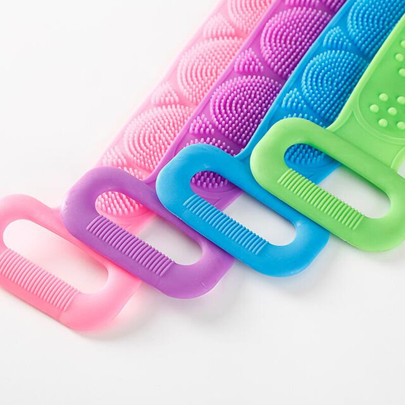 Silicone Body Scrubber Shower Bath Exfoliating Brush Strap Back Brush Scrub Body Cleaner Cleaning Belt for Bathroom Accessories