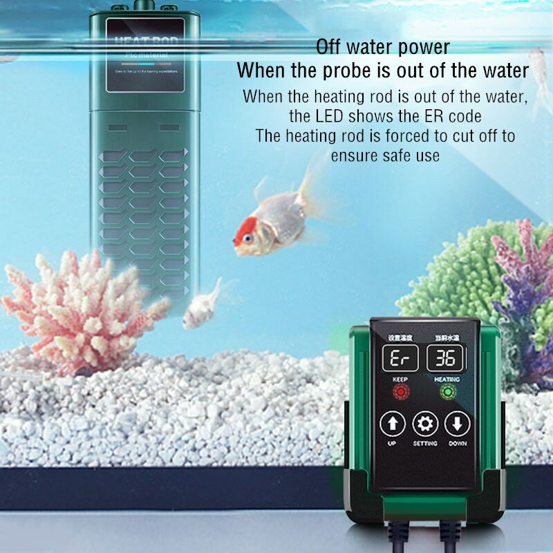 ถังปลาเครื่องทำความร้อน LED แสดงอุณหภูมิและอุณหภูมิภายนอก Controller Aquarium ปรับเครื่องทำความร้อนใต้น...