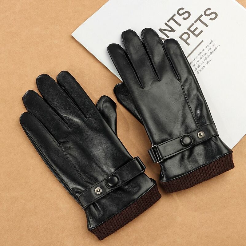 Dedo cheio tela sensível ao toque condução guantes manter quente inverno luvas luvas de couro masculino luvas de condução luvas de negócios
