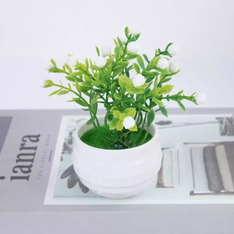 Plantas artificiais bonsai pequeno simulado pote de árvore grama falso flores para casa jardim escritório mesa decoração do quarto ornamentos