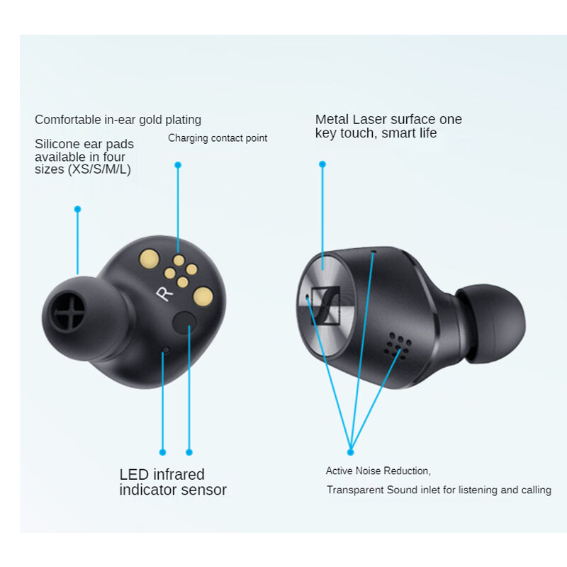 SENNHEISER-Auriculares deportivos MOMENTUM 2rd TWS, cascos intrauditivos Hi-Fi con cancelación activa de ruido, Bluetooth, con micrófono, impermeables IPX4