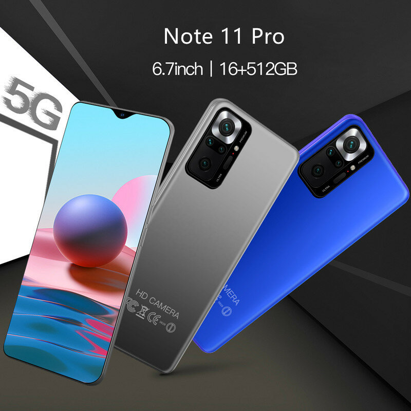 Smartphone Note 11 Pro, Version globale, téléphone portable, 5G, 10 cœurs, réseau 5G, caméra 48mp, Double Sim, 2022