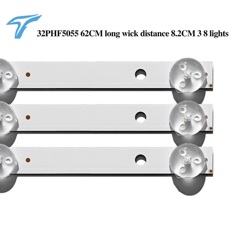 Novo kit fita de luz led para retroiluminação, conjunto com 3 peças, 8led, 618mm, para le32d59, 32pfl3045, k320wd a4213k01, 471c 1055, 471c, 1p53