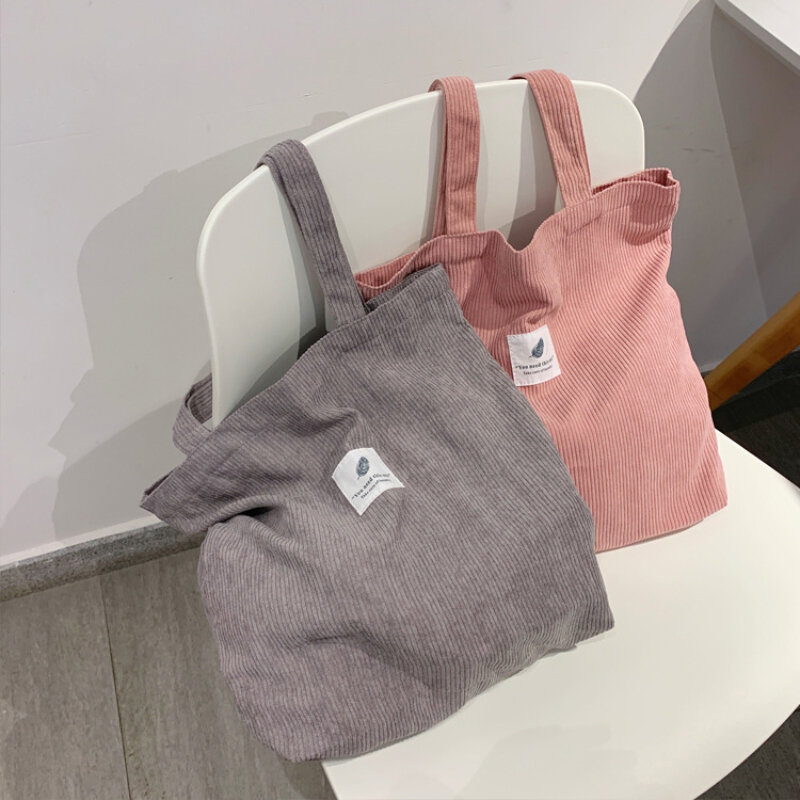 2022 borsa Shopping Shopper da donna borsa a tracolla in tela borse a mano femminili borsa a mano pieghevole riutilizzabile in velluto a coste