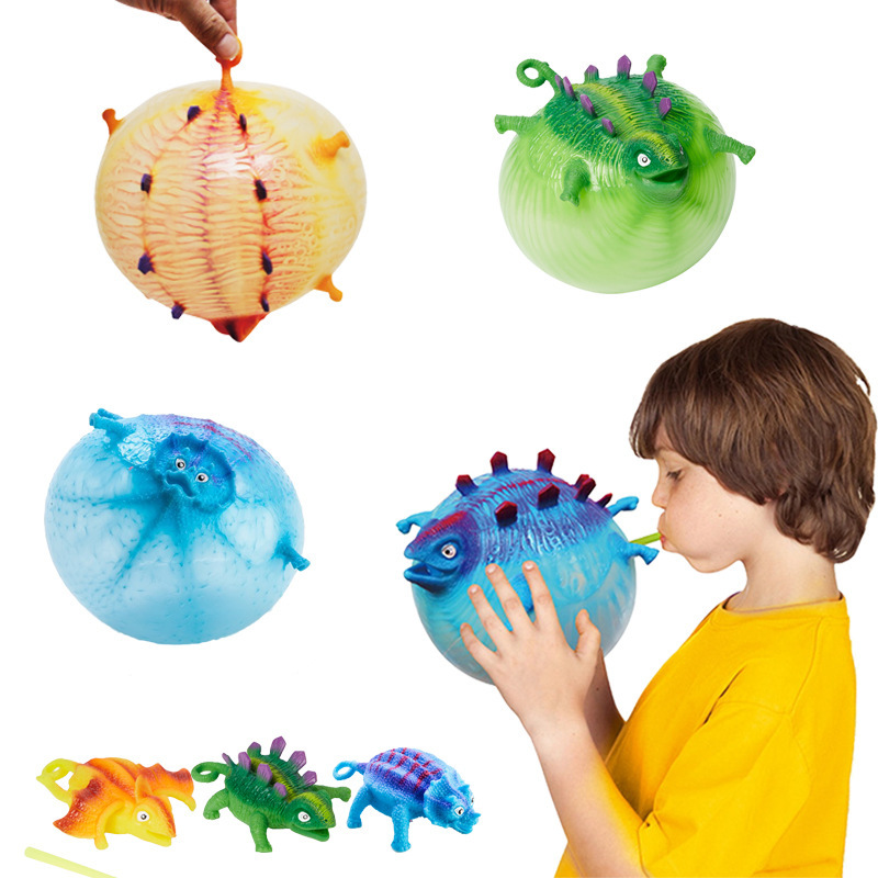 منفوخة مضحكة للأطفال على شكل حيوانات تضخيم كرات تنفيس الديناصور ضد الإجهاد بالون يد ململة ألعاب رياضية للحفلات هدايا للأطفال