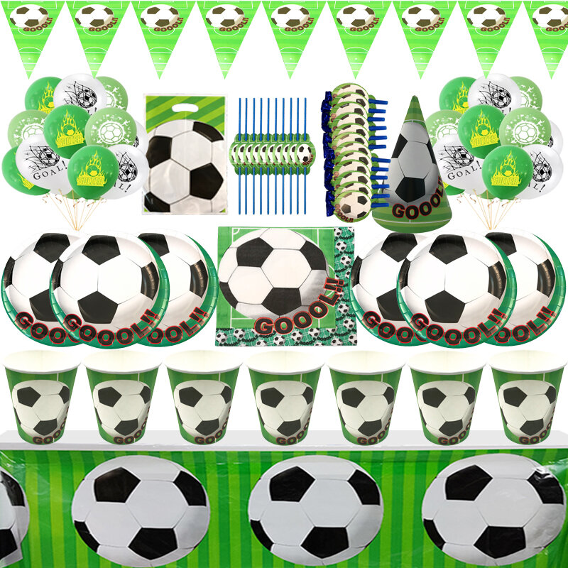 World Cup Football Theme Sports Children's Birthday Holiday Decoration Party Supplies Tablecloth Paper Plate Tableware Set
