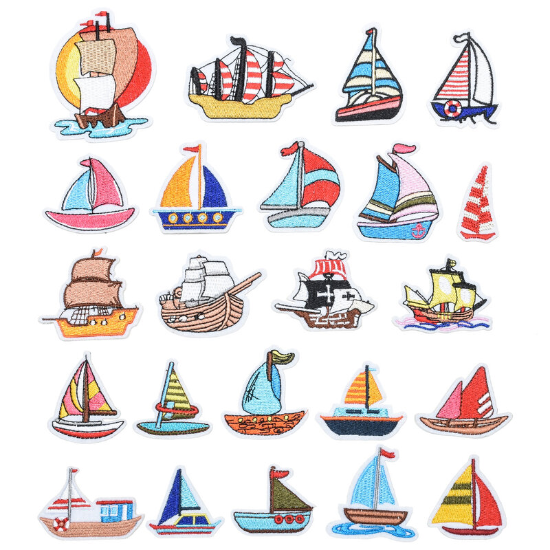 23 pçs dos desenhos animados série veleiro passando patche bordado para em roupas de reparo jeans chapéu adesivo costurar camiseta aplique diy distintivo