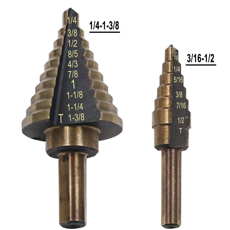 Newshark 5pc/set HSS Step Drll Bits Titanium High Speed Steel Cobalt Cone Drill Bit Set Center Punch for Accurate Locator