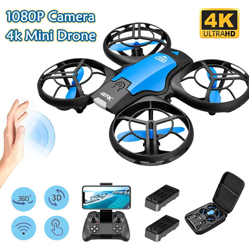 V8 Mini Drone 1080P WiFi HD Camera nero 4K Quadcopter pieghevole trasmissione Live elicottero giocattolo regalo