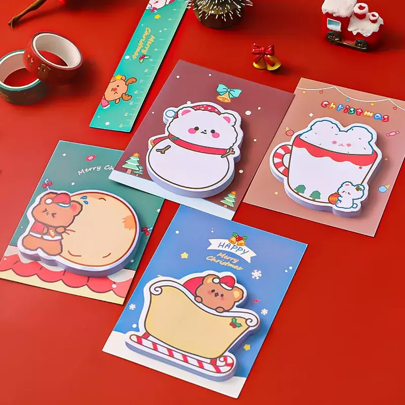 30 arkuszy świątecznych kartki samoprzylepne wiadomości studenckich karteczki do notowania specjalną notatkę w kształcie N razy lepkie przybory szkolne