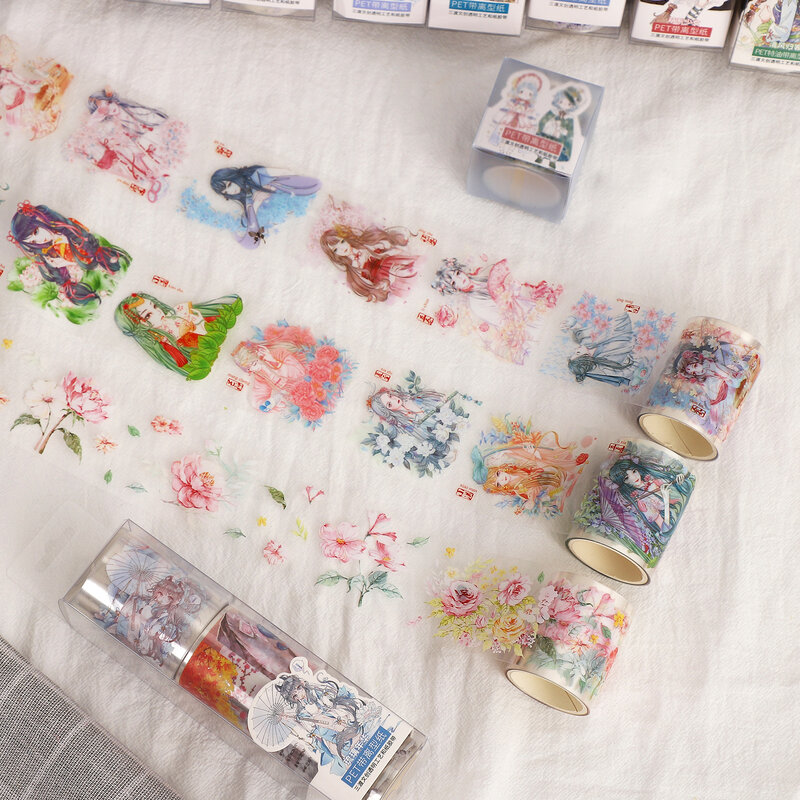 Juego de cintas Washi transparentes para decoración de diario, cintas adhesivas de estilo antiguo, Material de papelería, 2/3/4 rollos
