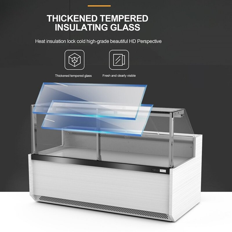 Balcão de serviço de supermercado showcase refrigerado carne geladeira porta vidro deli display chiller