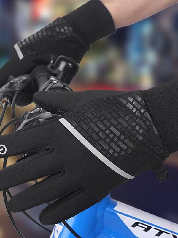 Зимние Утепленные ветрозащитные велосипедные перчатки для сенсорных экранов для мужчин и женщин
