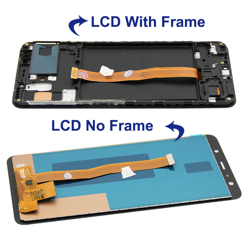 LCD 6.0 ''A750F untuk Samsung Galaxy A7 2018 A750 SM-A750F A750F Display dengan Bagian Penggantian Perakitan Layar Sentuh